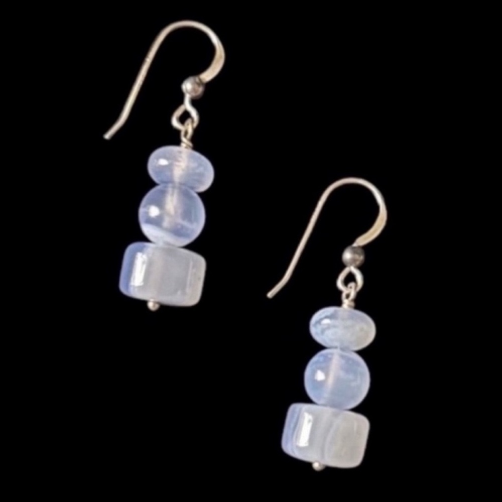 Jay King DRT .925 Sterling Silver Blue Lace Agate Gemstone Drop Dangle Earrings